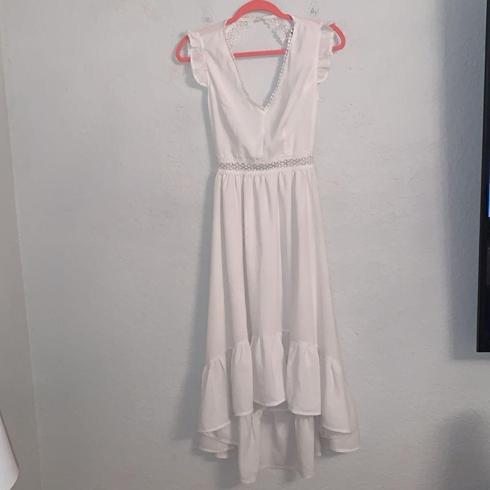 Maxi Dress Ruffle Crochet Open Back by Shein Size XS